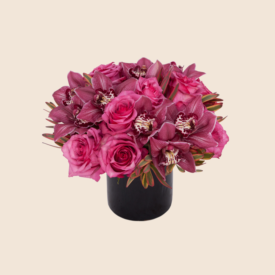 Red Cymbidium and Roses – Edelweiss Floral Atelier